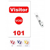 Custom Printed Numbered Self Expiring PVC Visitor Badges + Strap Clips - 10 pack